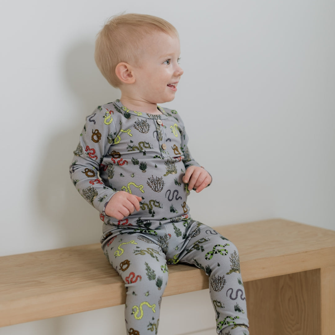 Baby/Kids 2-Piece Bamboo Long Sleeve Henley Lounge Set-4