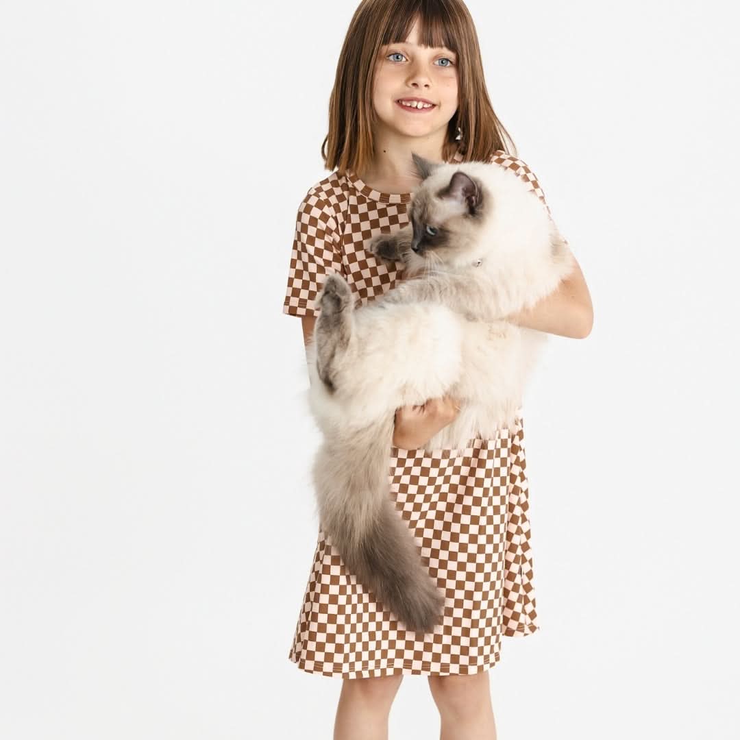 Youth Bamboo Daphne Dress | Blush Checkers-4