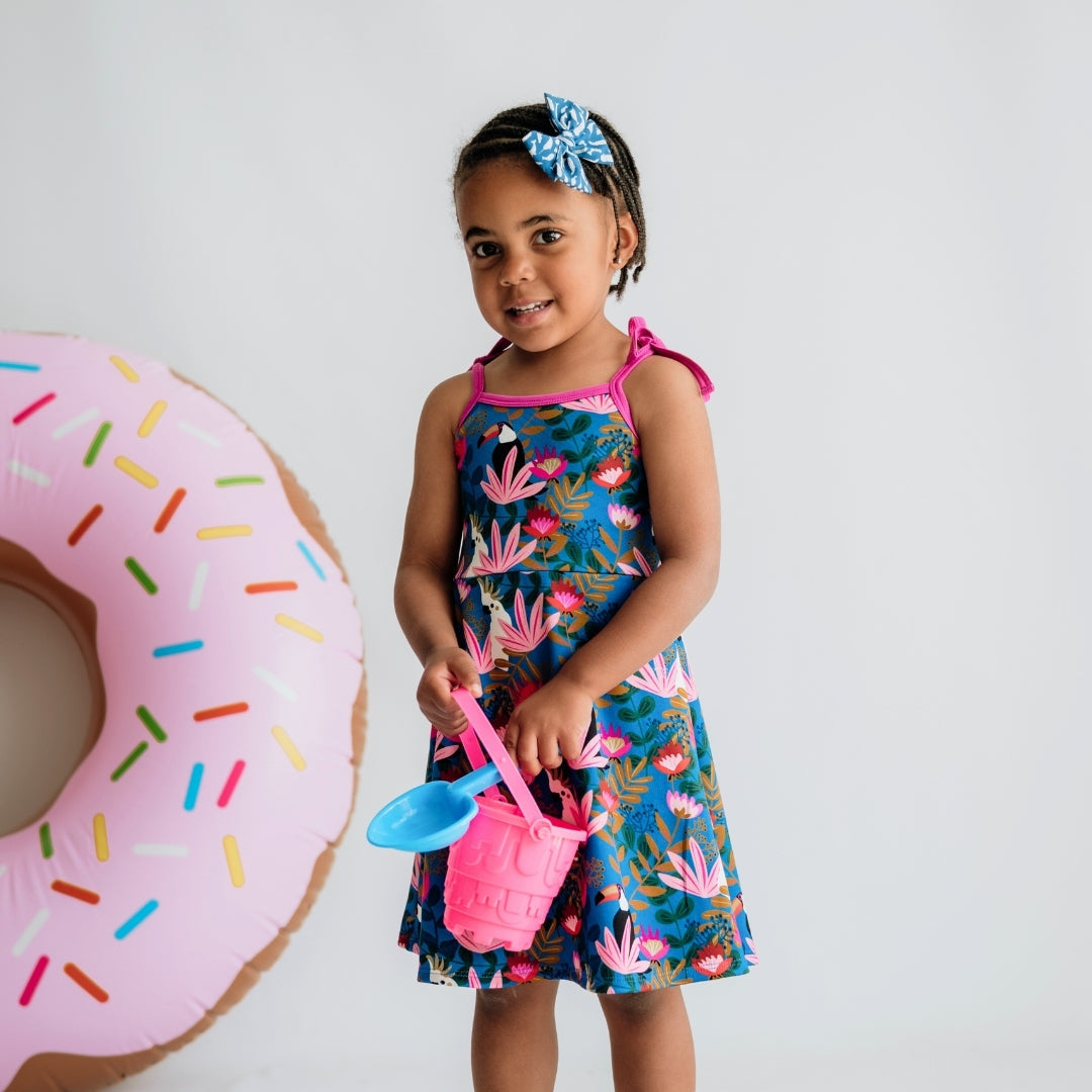 Kids Bamboo Bow Strap Dress-4