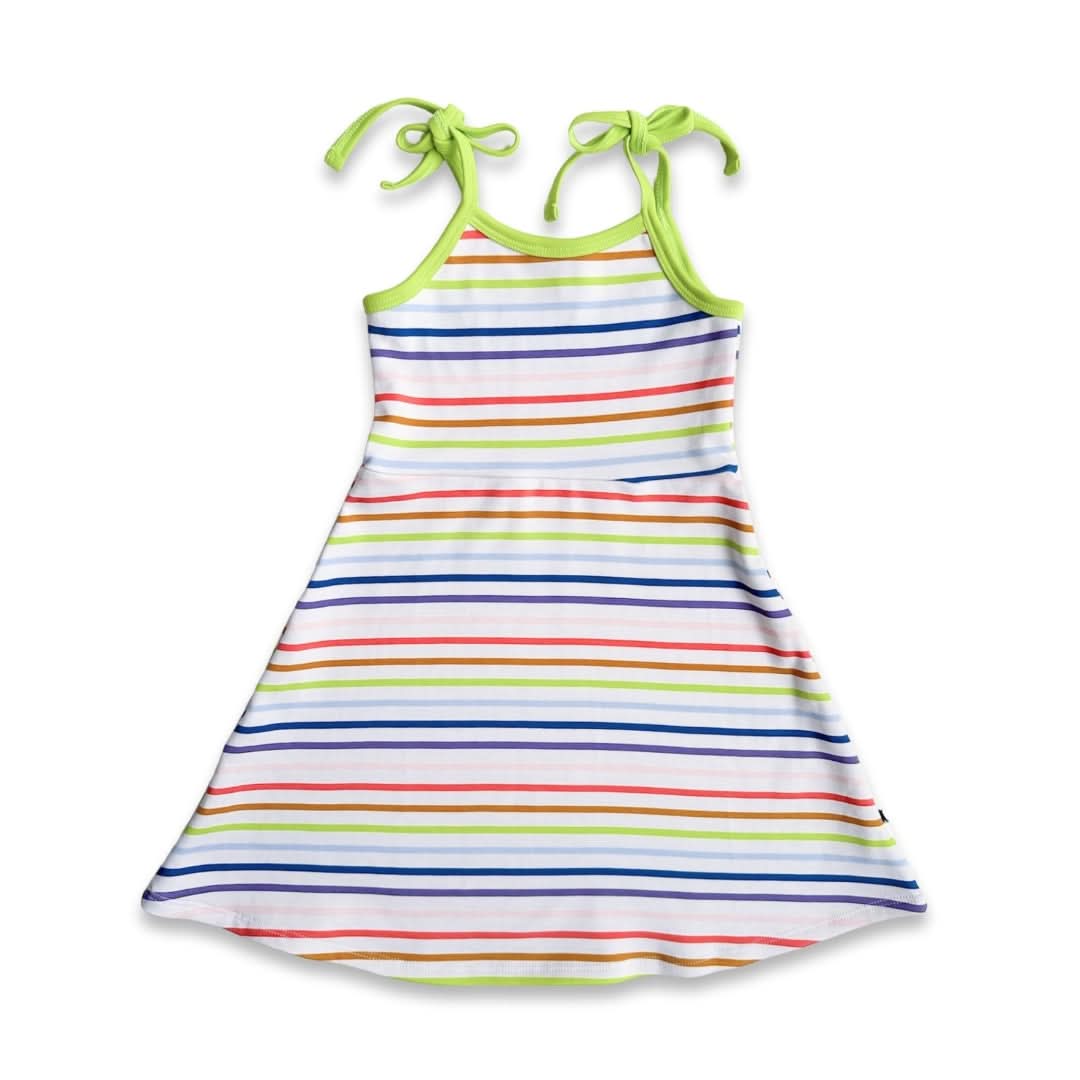 Kids' Bamboo Bow Strap Dress | Blue Smilies-4