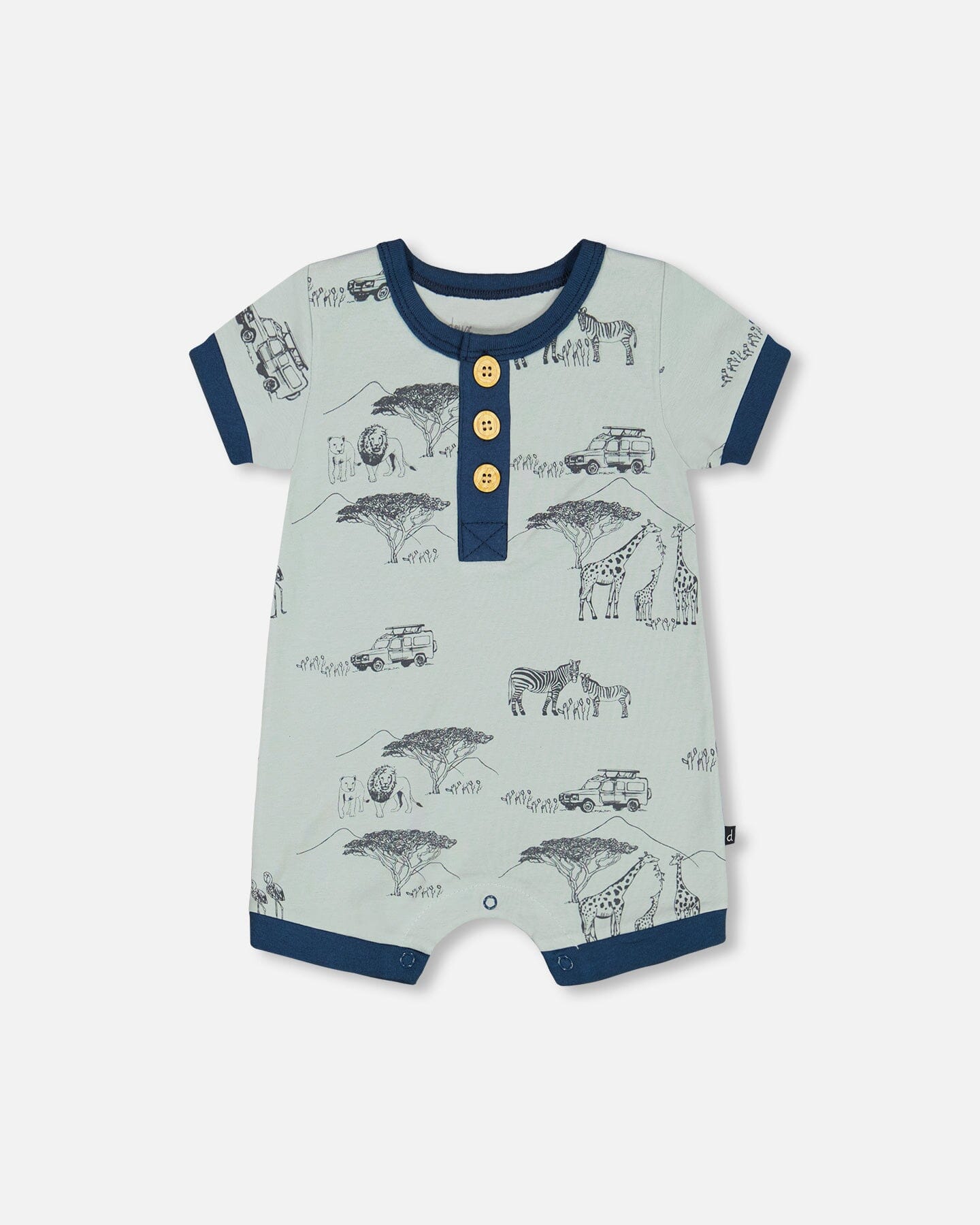 Organic Cotton Romper Sage With Printed Jungle-0