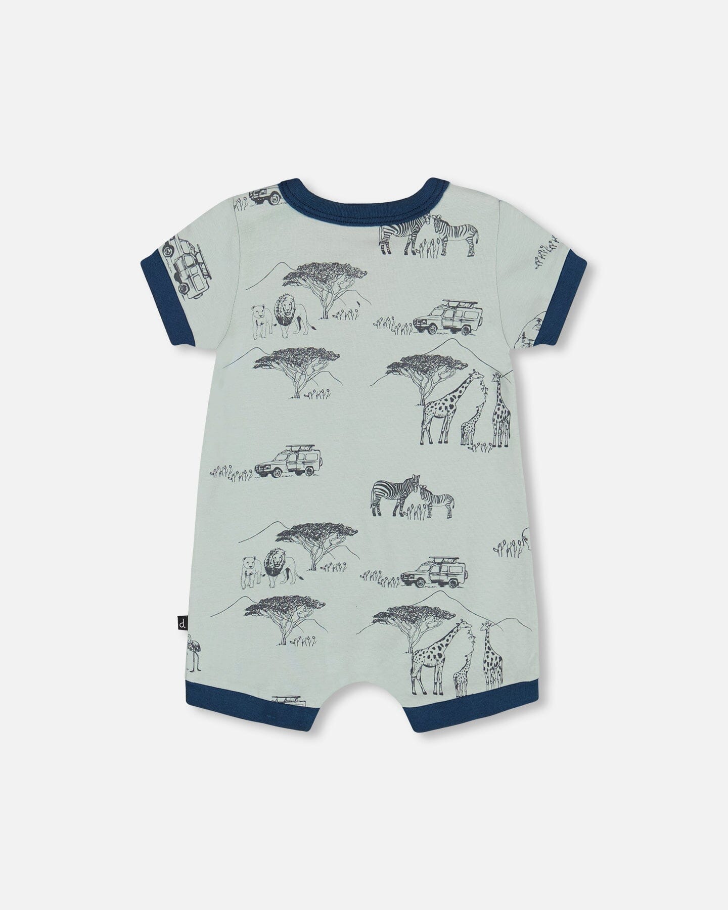 Organic Cotton Romper Sage With Printed Jungle-1
