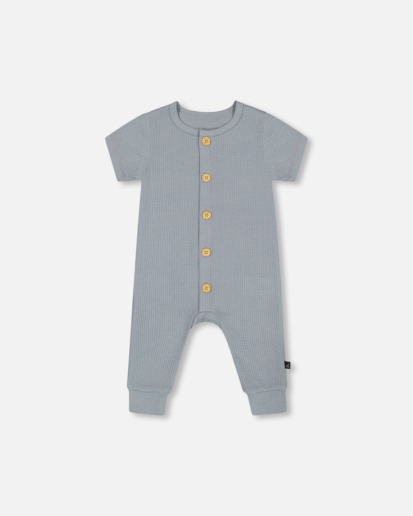 Waffle Cotton Jumpsuit Blue Gray-0
