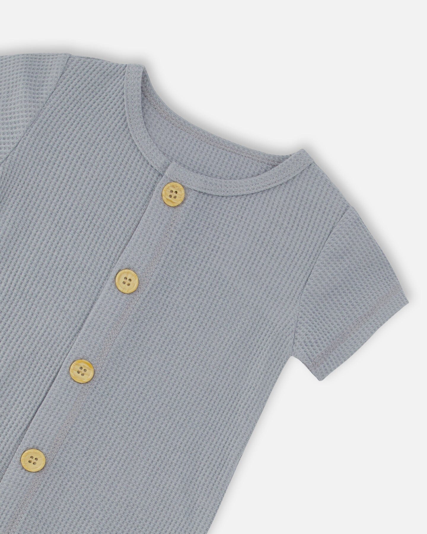 Waffle Cotton Jumpsuit Blue Gray-3