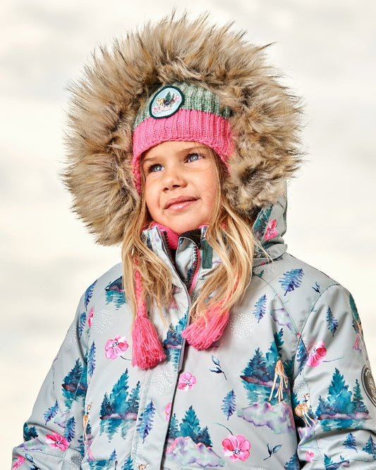 Peruvian Knit Hat Pink And Gradient Green-1