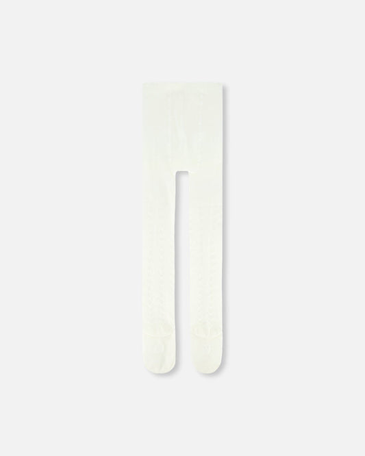 Tonal Jacquard Tights Off White-1