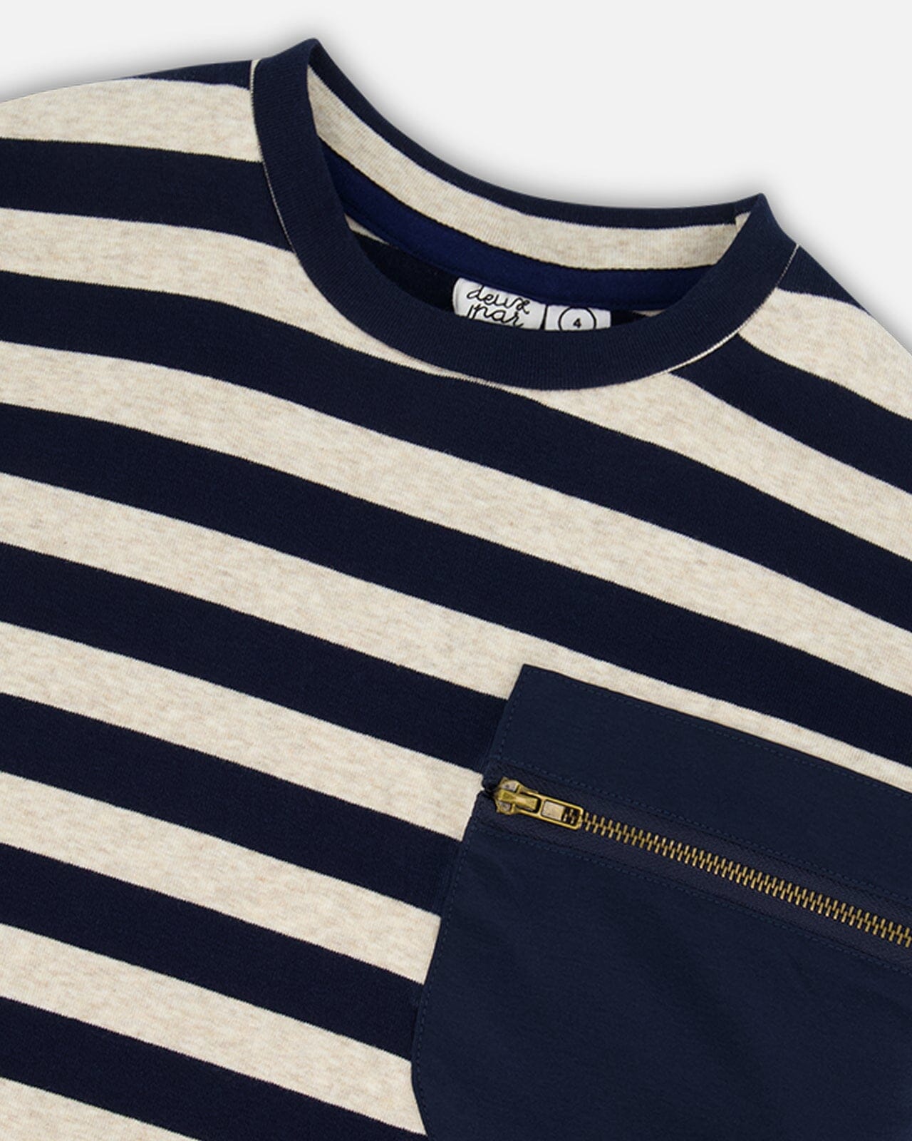Striped Rib T-Shirt Navy-3