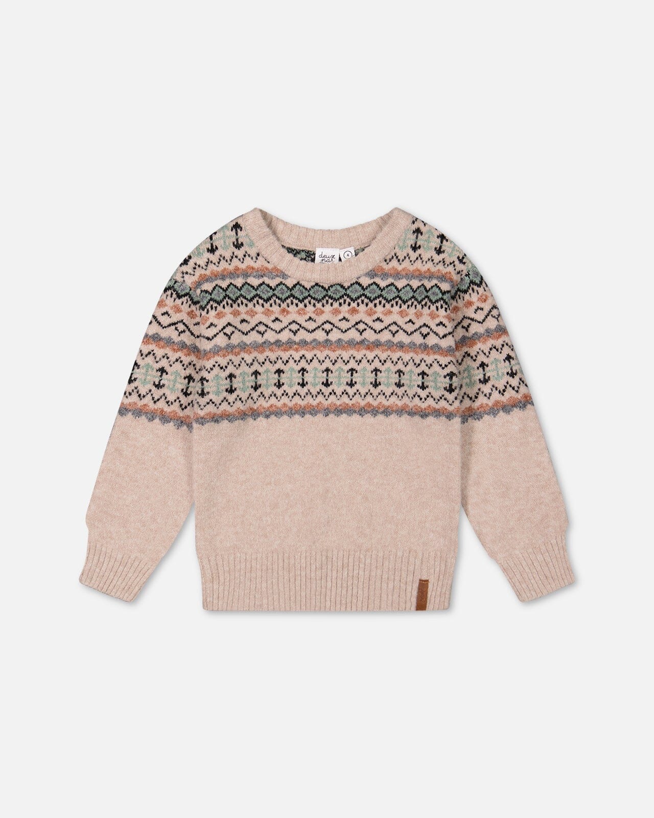Sweater With Norwegian Jacquard Beige Mix-0