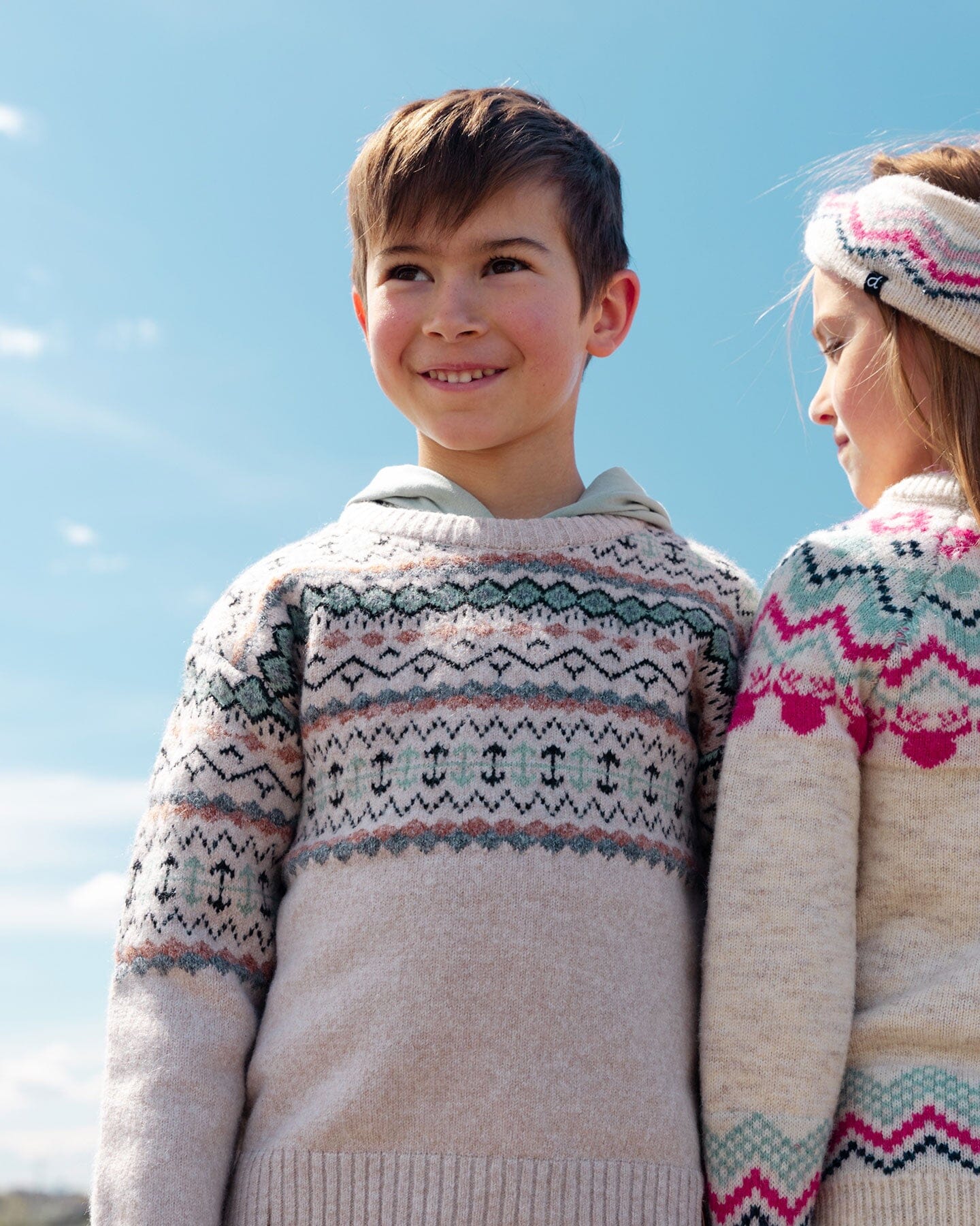 Sweater With Norwegian Jacquard Beige Mix-2