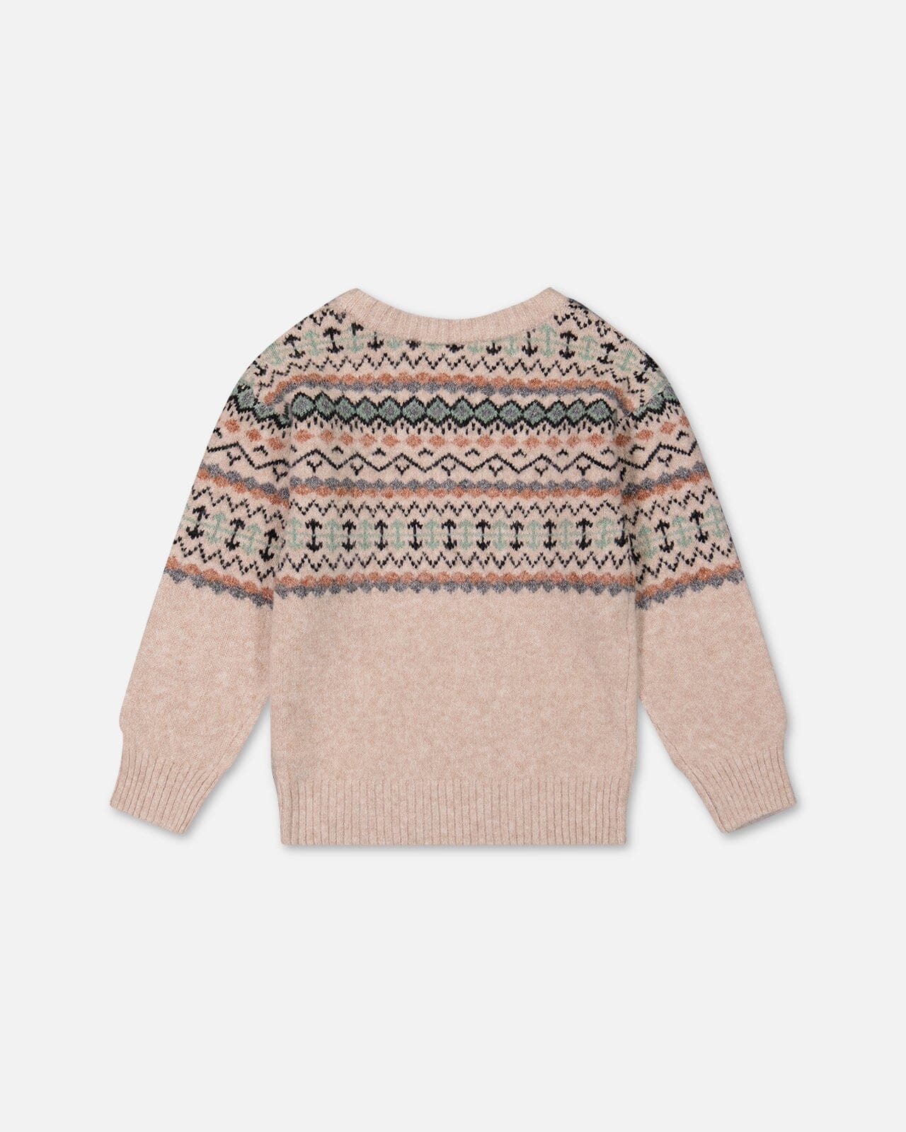 Sweater With Norwegian Jacquard Beige Mix-4