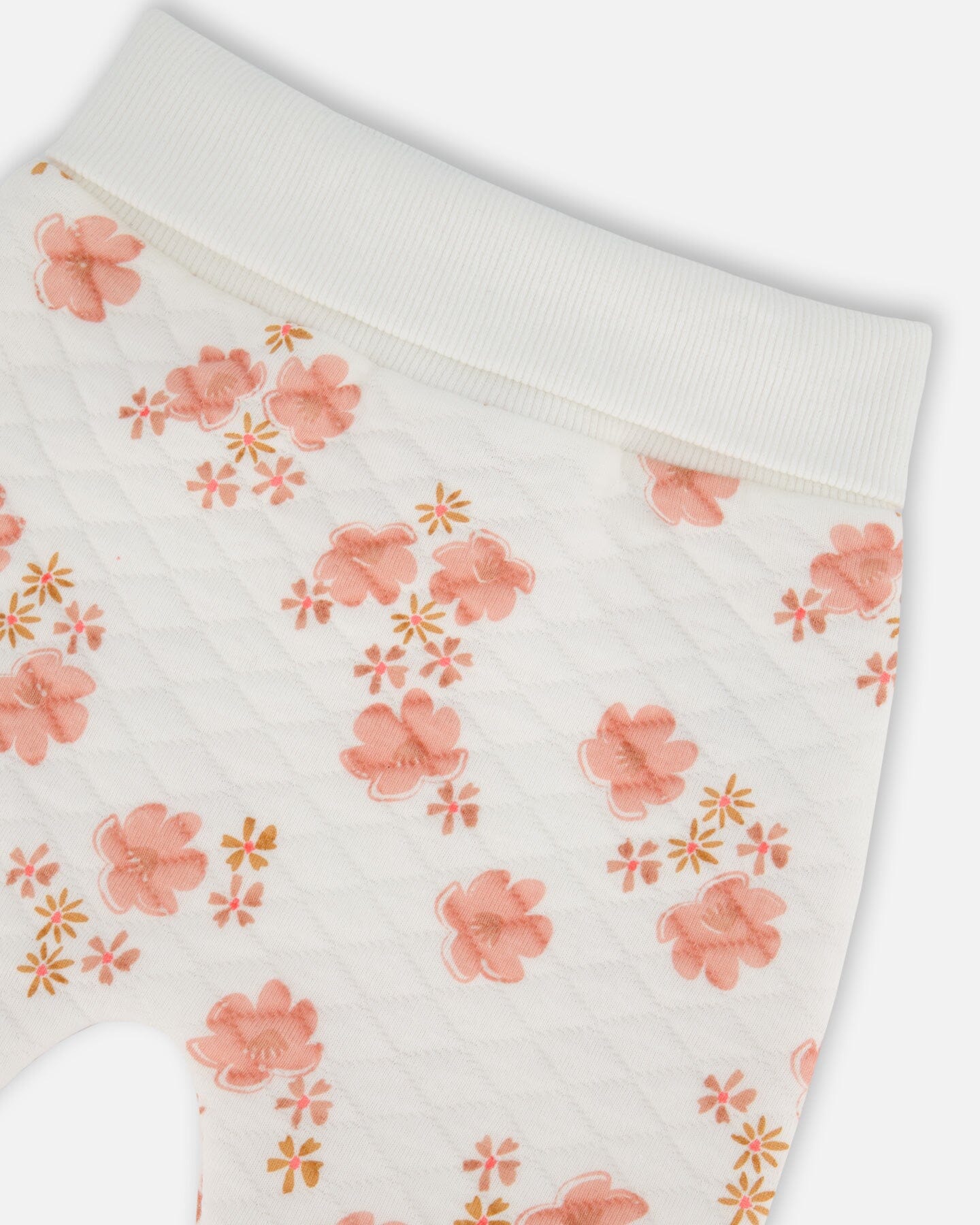 Printed Quilted Top And Pant Set White And Pink Flowers-3