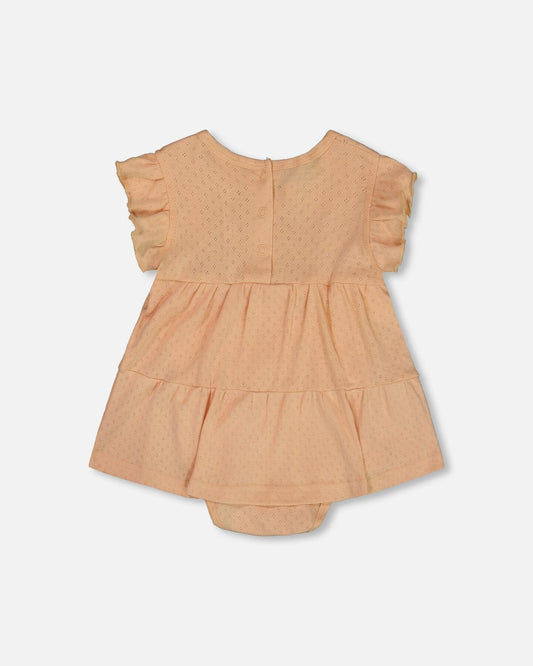 Organic Cotton Pointelle Romper Beige-1