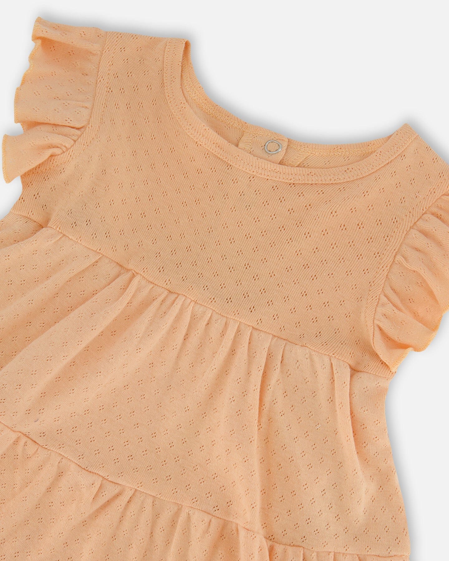 Organic Cotton Pointelle Romper Beige-2