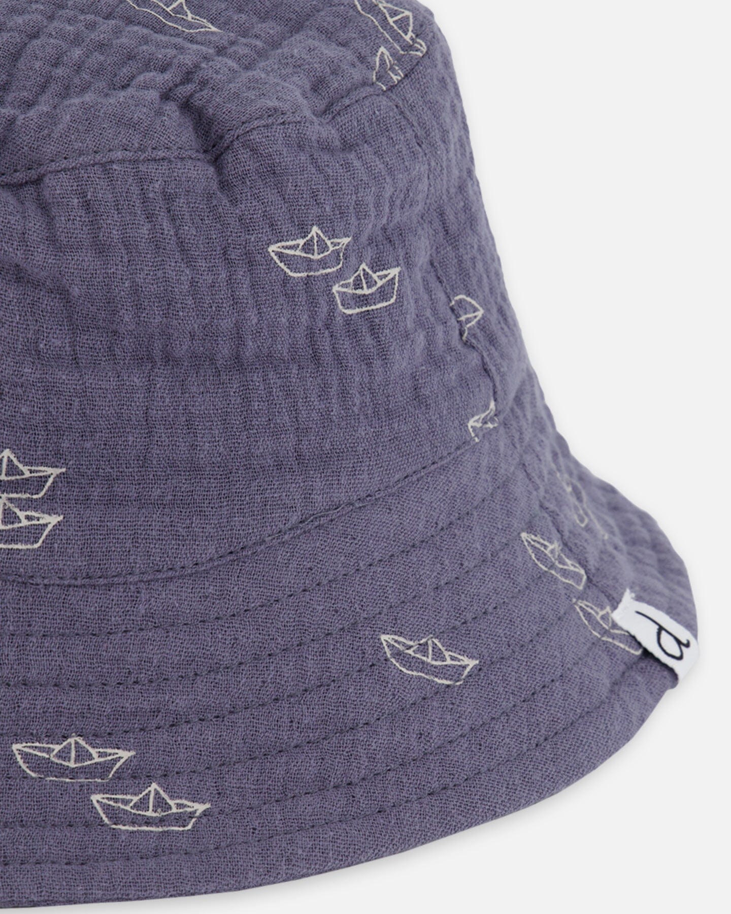 Printed Muslin Bucket Hat Navy Blue Paper Boats-4