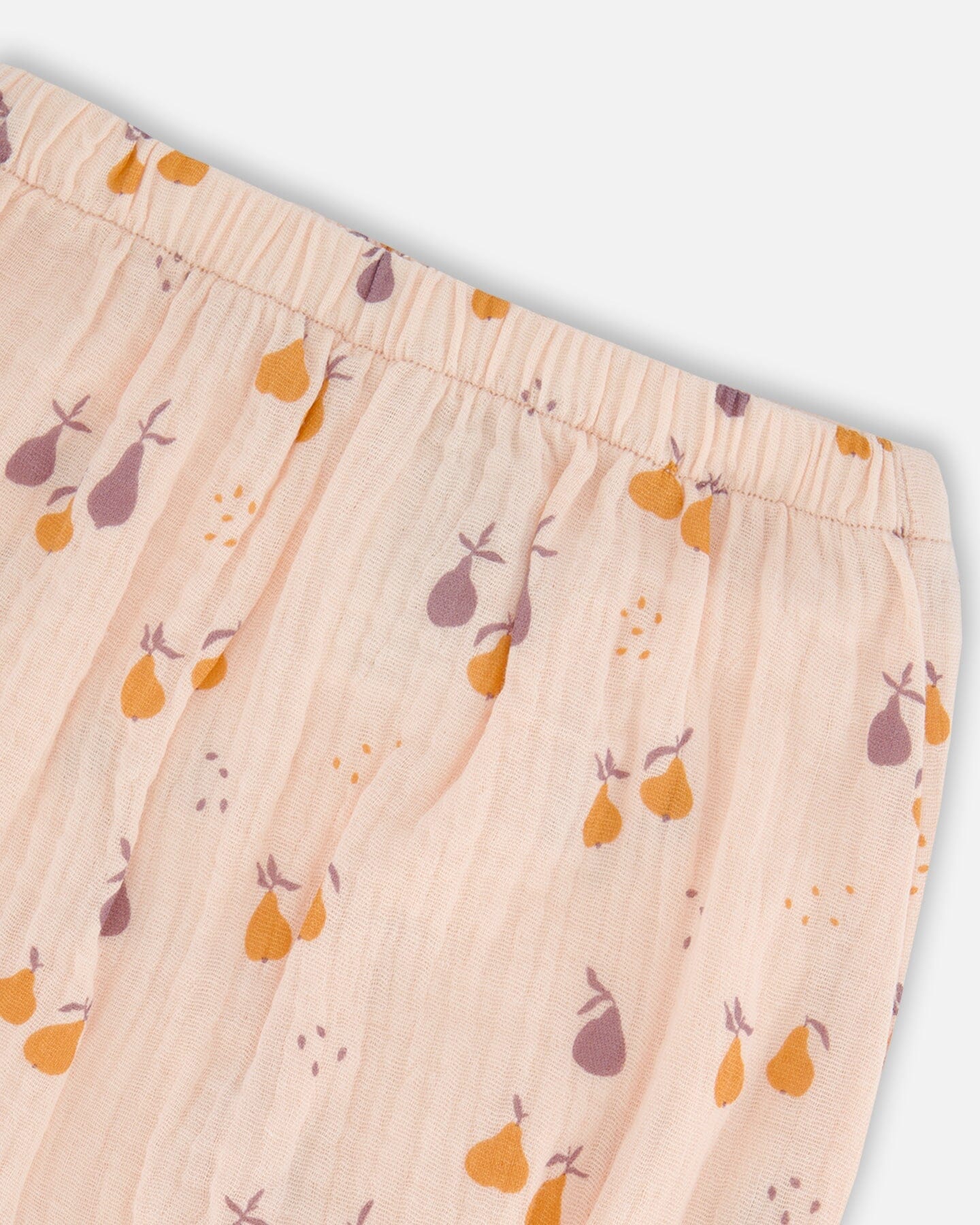 Printed Muslin Top And Bloomer Set Peach With Pears-3
