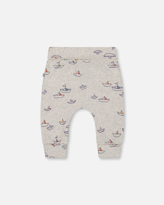 Printed Organic Cotton Evolutive Pant Little Paper Boat-1