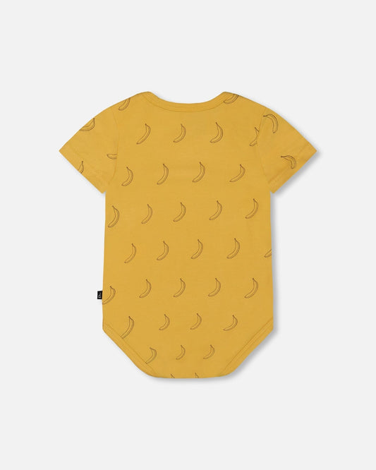 Organic Cotton Onesie Printed Yellow Bananas-1