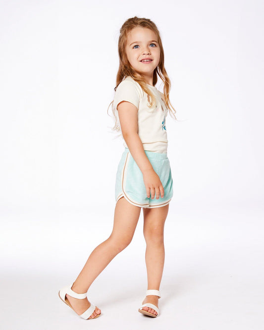 Terry Cloth Short Turquoise And Beige-1