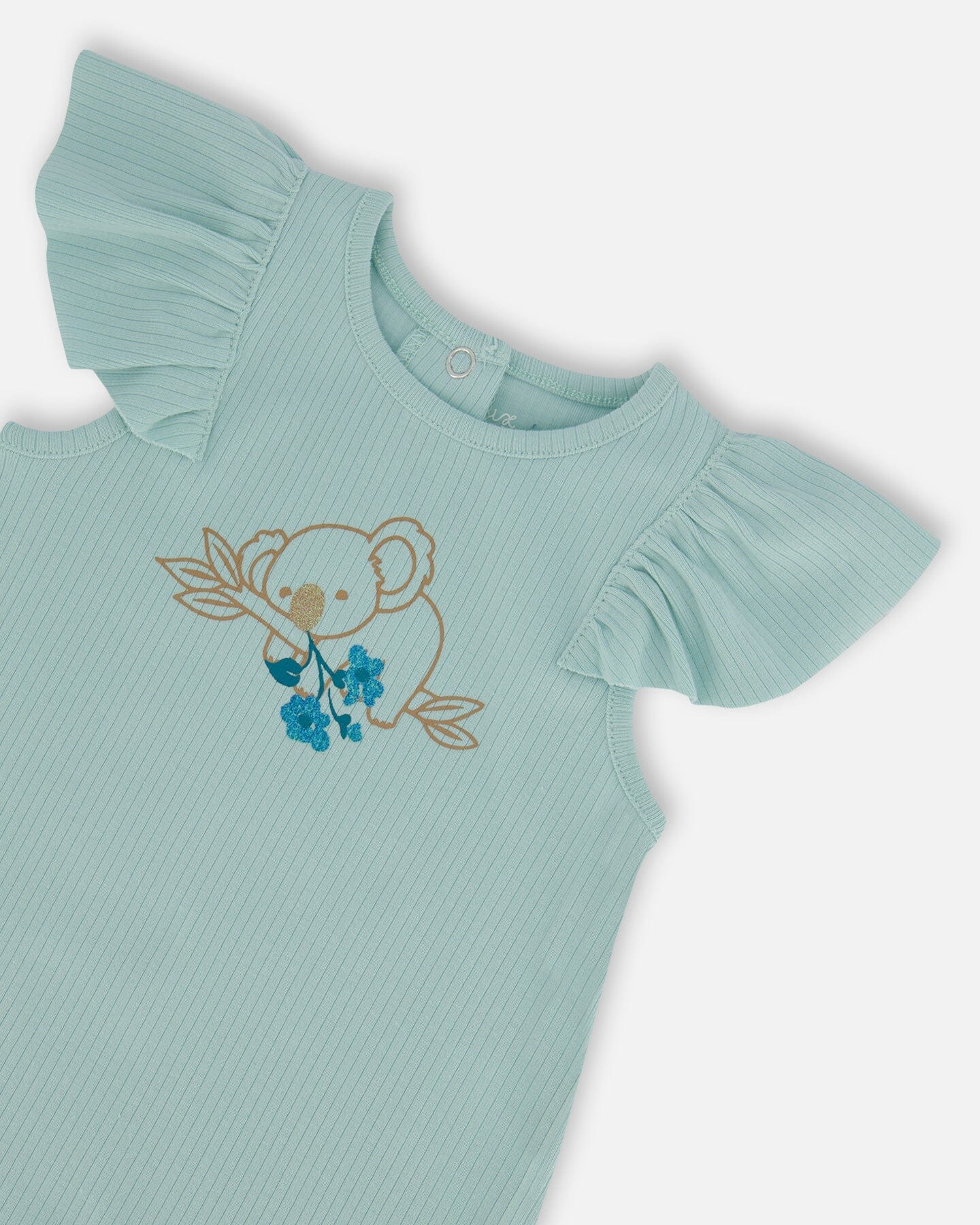 Organic Cotton Romper With Frills Light Blue-2