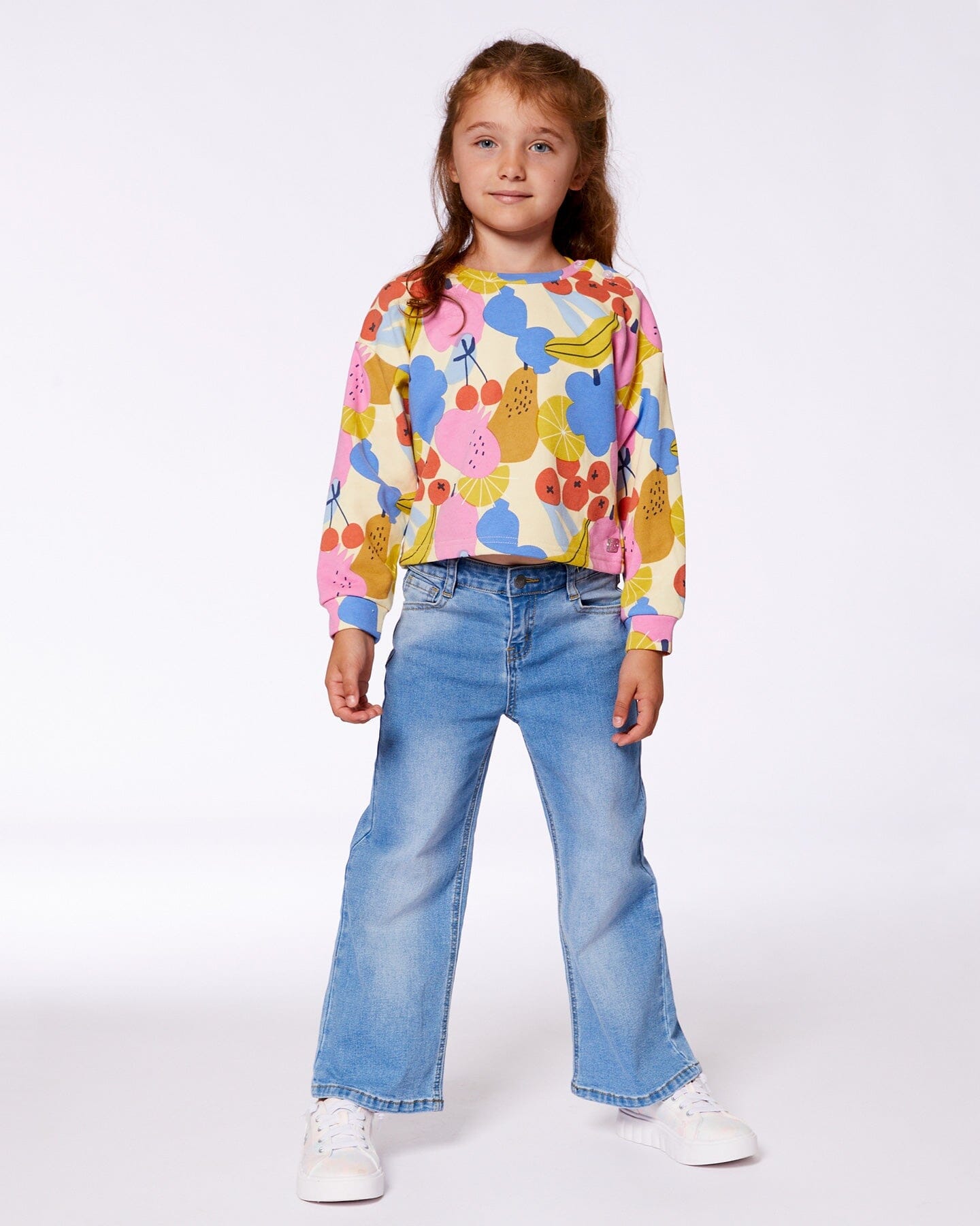 Printed French Terry Sweatshirt Fruits On Yellow Background-2