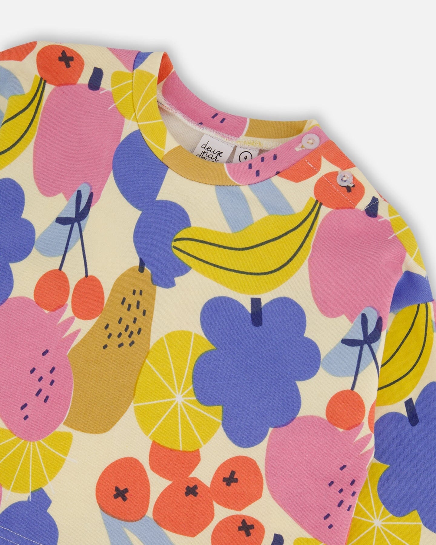 Printed French Terry Sweatshirt Fruits On Yellow Background-4