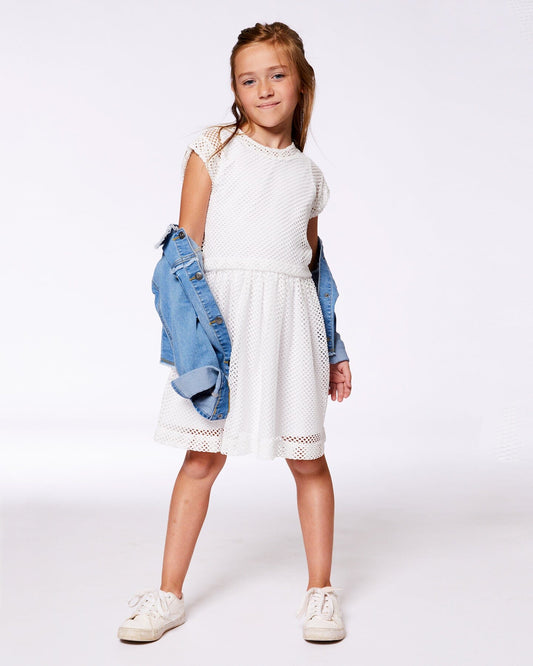 Bi-Material Mesh And Organic Cotton Dress Snow White-1