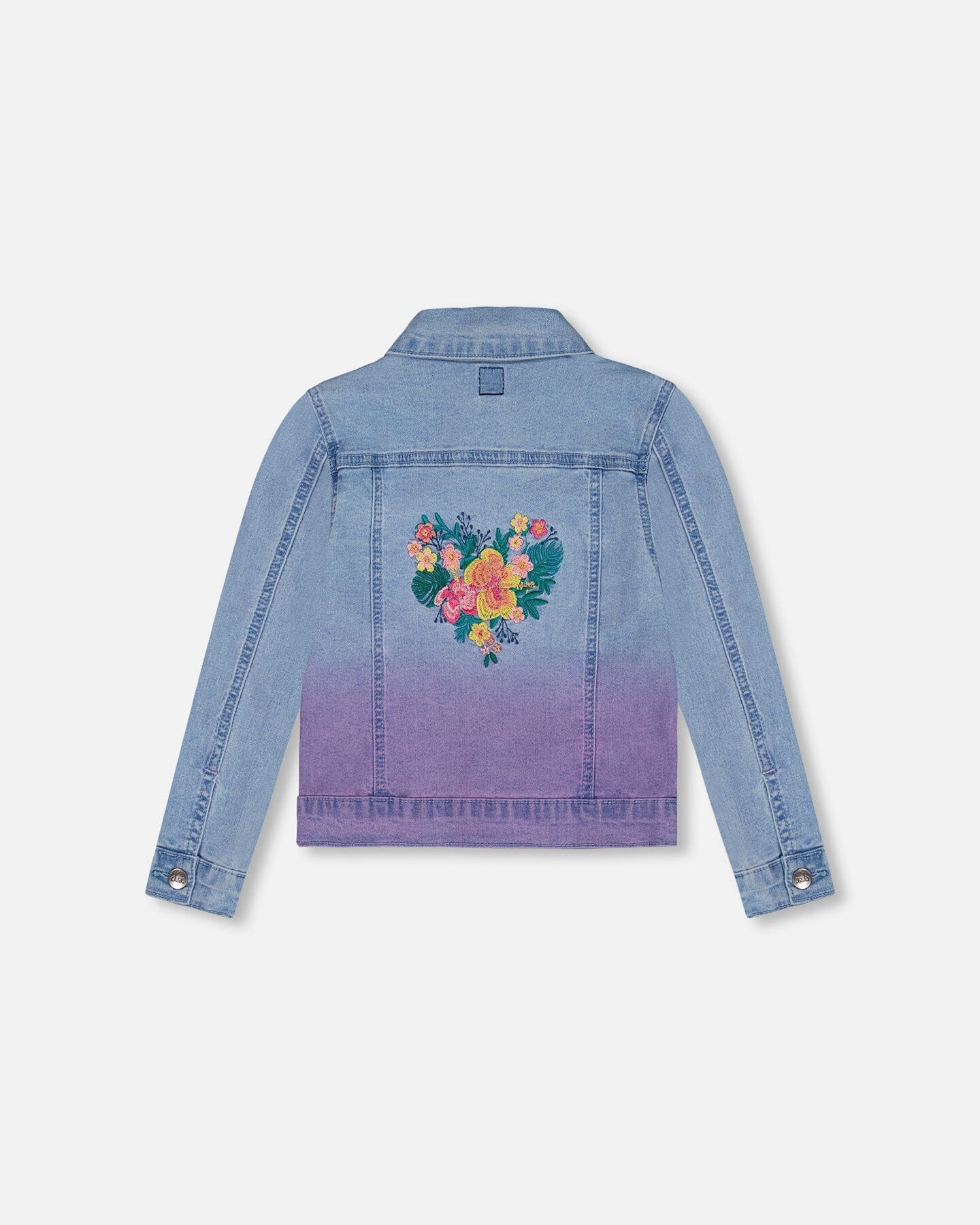 Denim Jacket With Embroidery Floral Jeans Blue-4