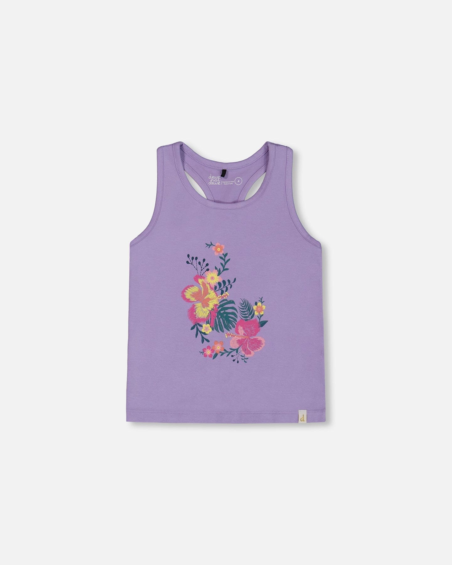 Organic Cotton Racerback Tank Top Floral Mauve-0
