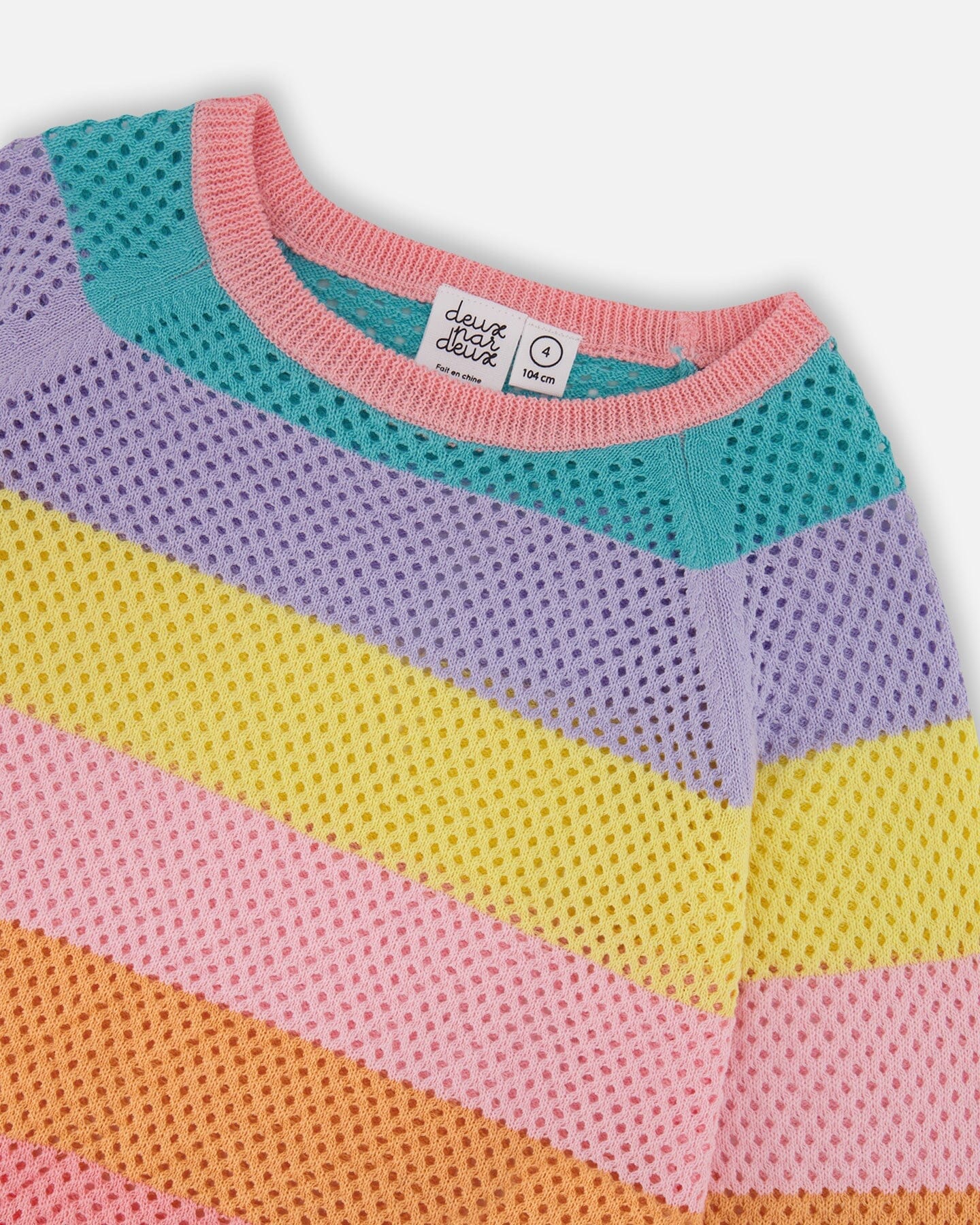 Cotton Sweater With Fringe Multicolor Stripes-4