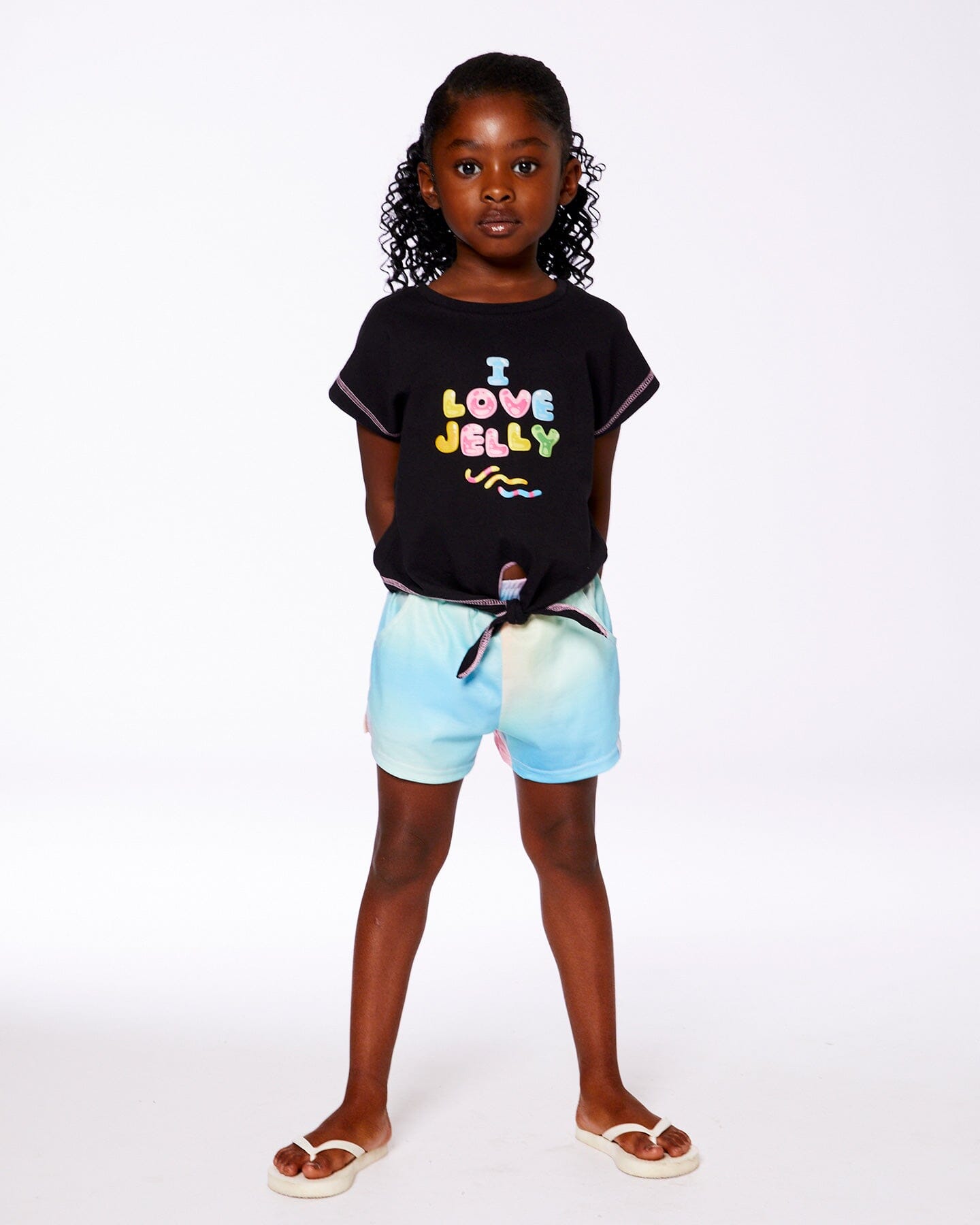 Organic Cotton Tee With Print And Knot Black And Multicolored-2