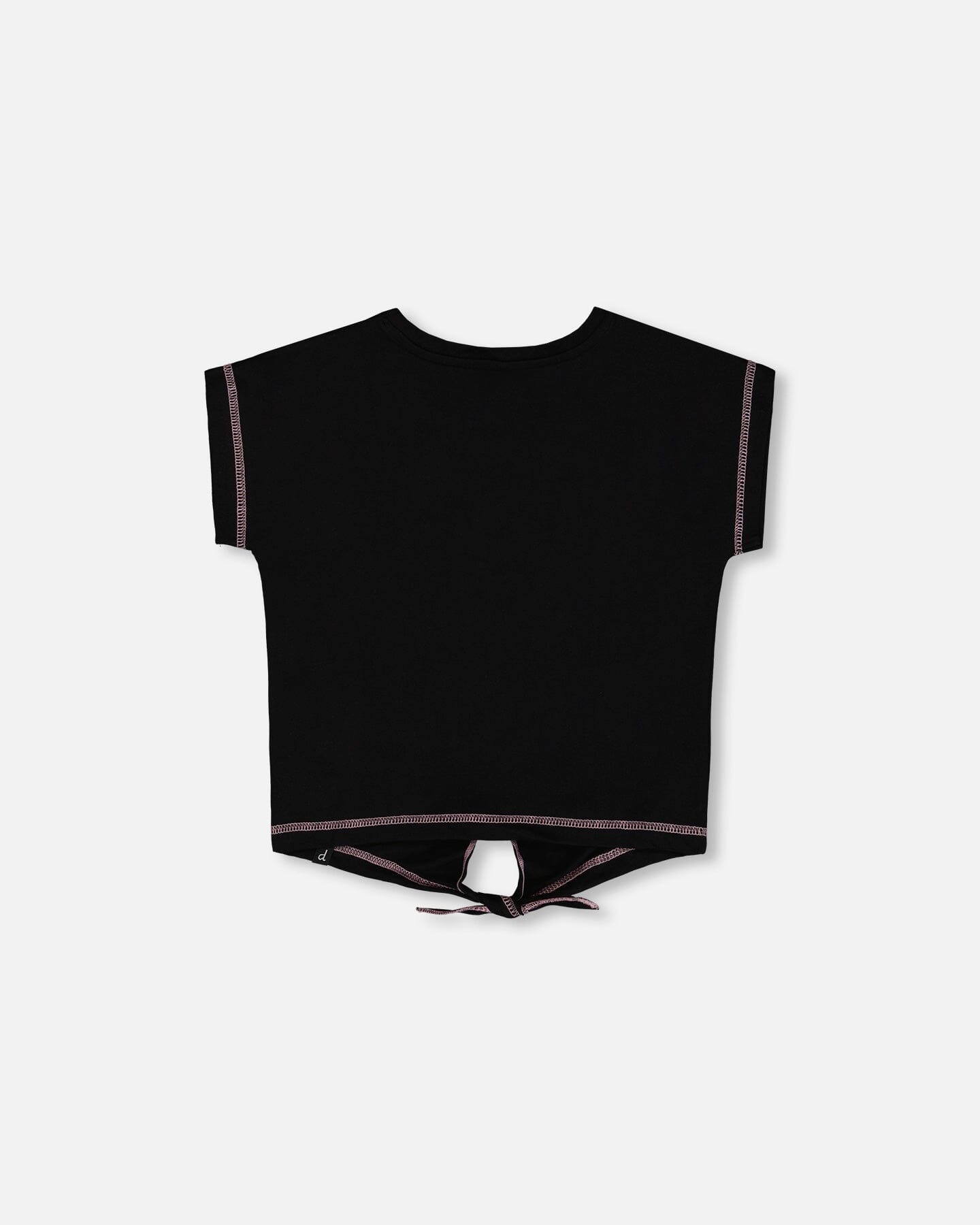 Organic Cotton Tee With Print And Knot Black And Multicolored-3