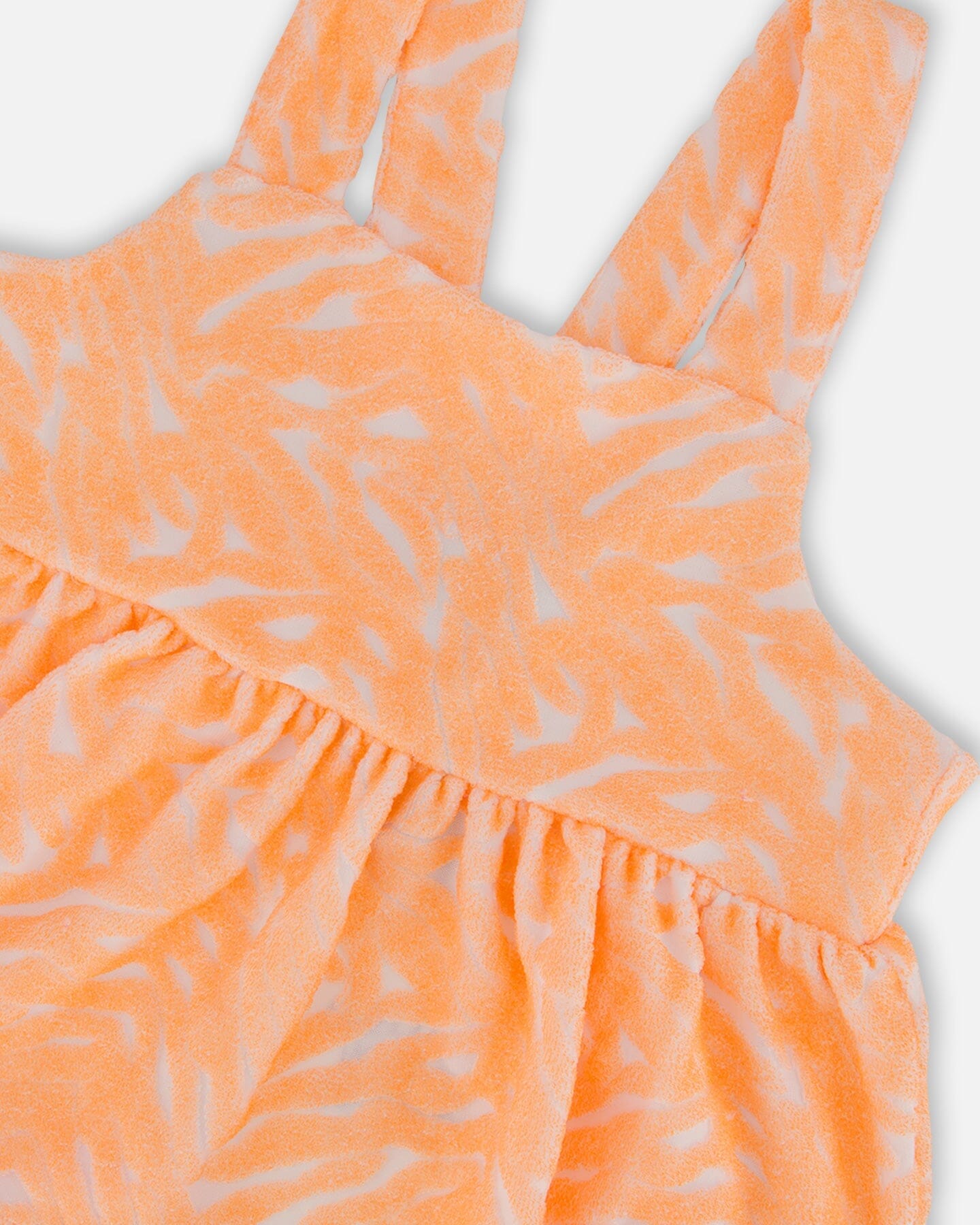 Printed Terry Tank Top And Shorts Set Vibrant Orange And White-3