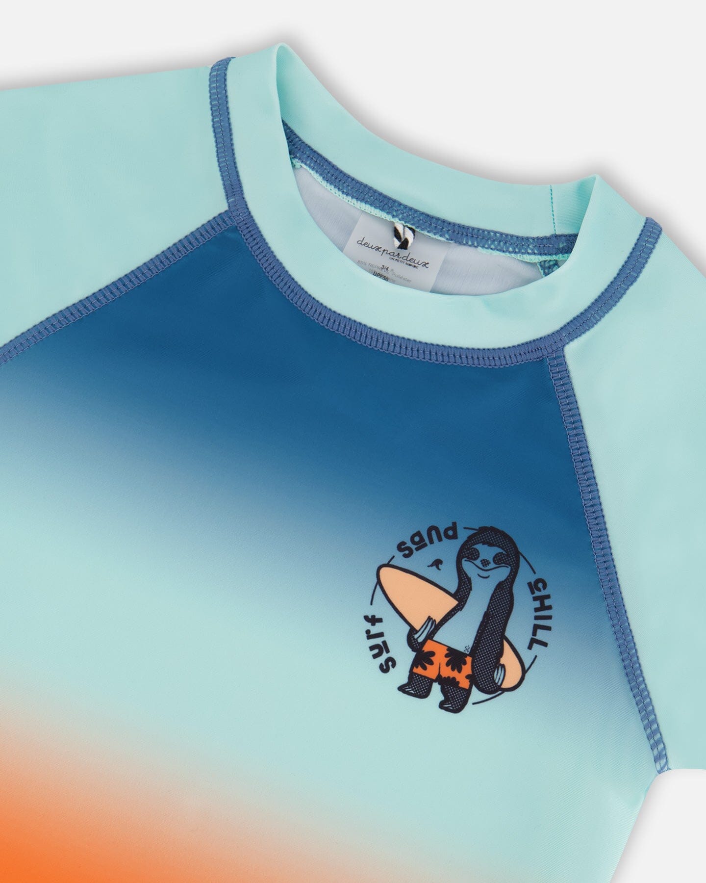Short Sleeve Rashguard Navy Blue, Turquoise, And Orange-4