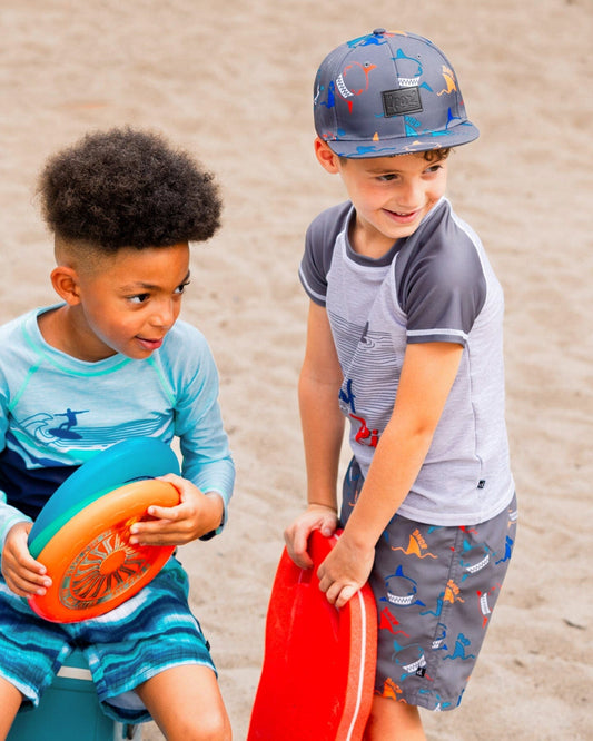 Short Sleeve Rashguard Dark And Light Gray-1