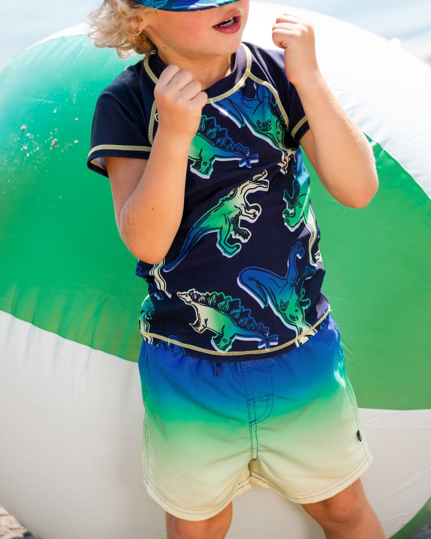 Swim Trunks Blue, Green, And Lime Gradient-1