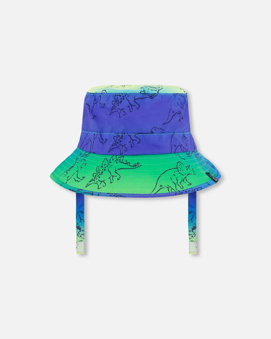 Printed Beach Hat Vibrant Blue And Green Dino-0