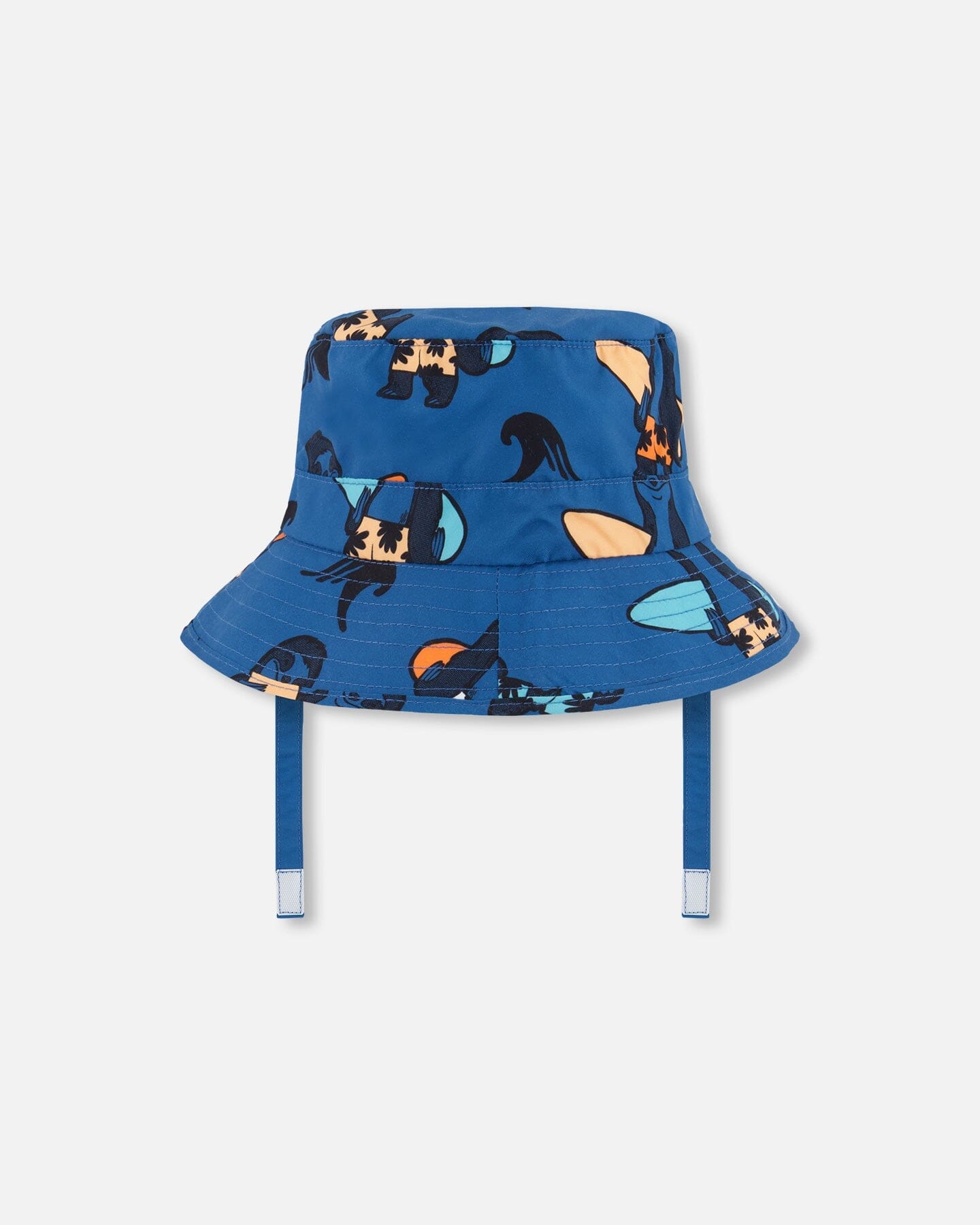 Printed Beach Hat Orange Sloths On Navy Blue-3