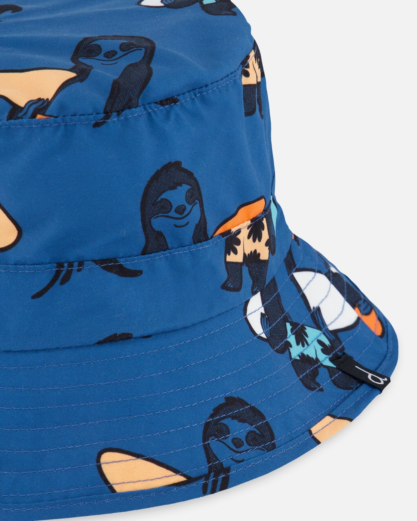 Printed Beach Hat Orange Sloths On Navy Blue-4