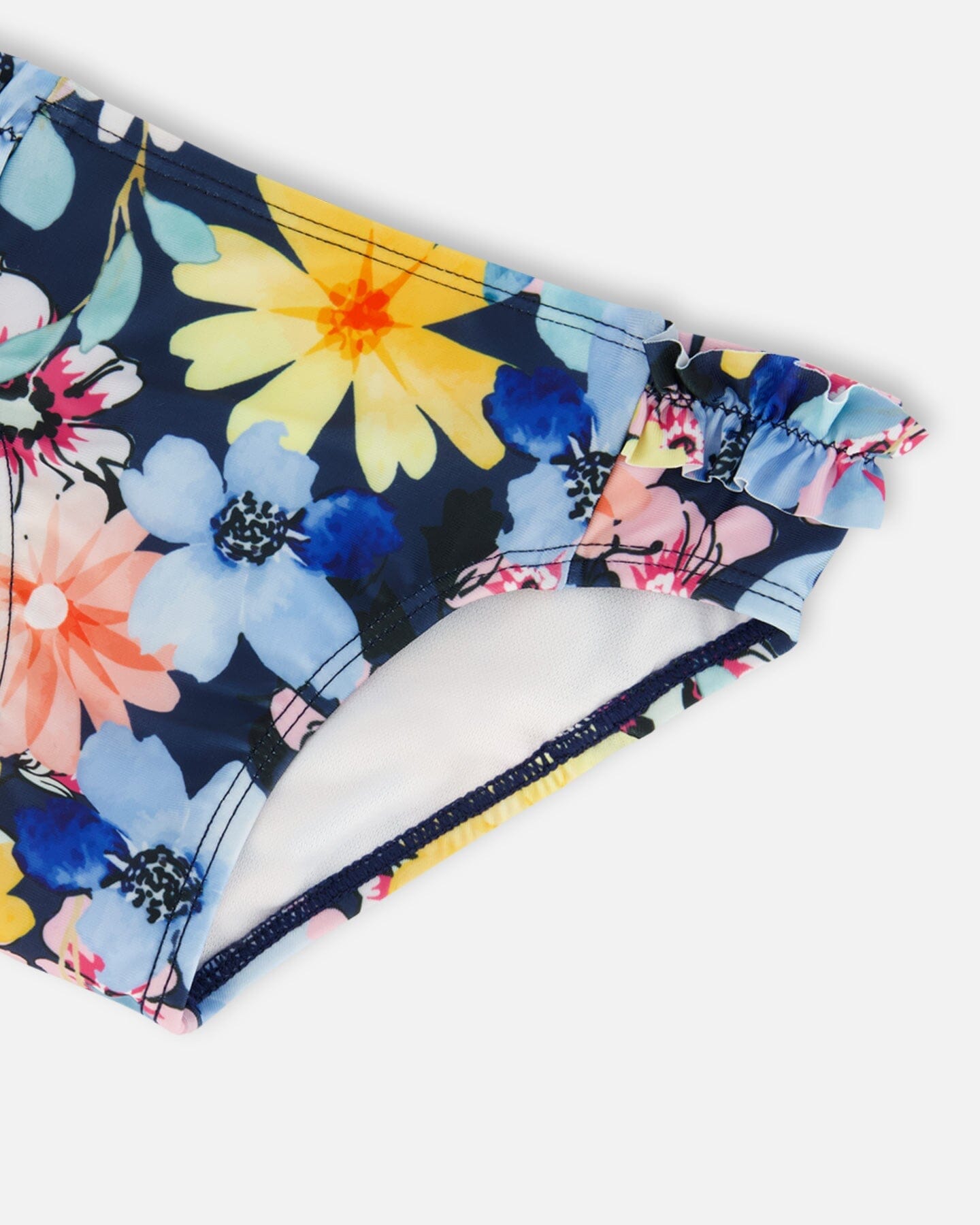 Printed Two-Piece Swimsuit Navy And Yellow And Pink Flowers-4