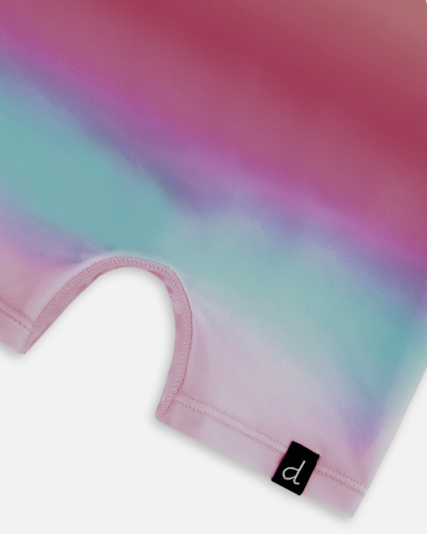 Long Sleeve One-Piece Rashguard Pink, Orange, And Turquoise-4