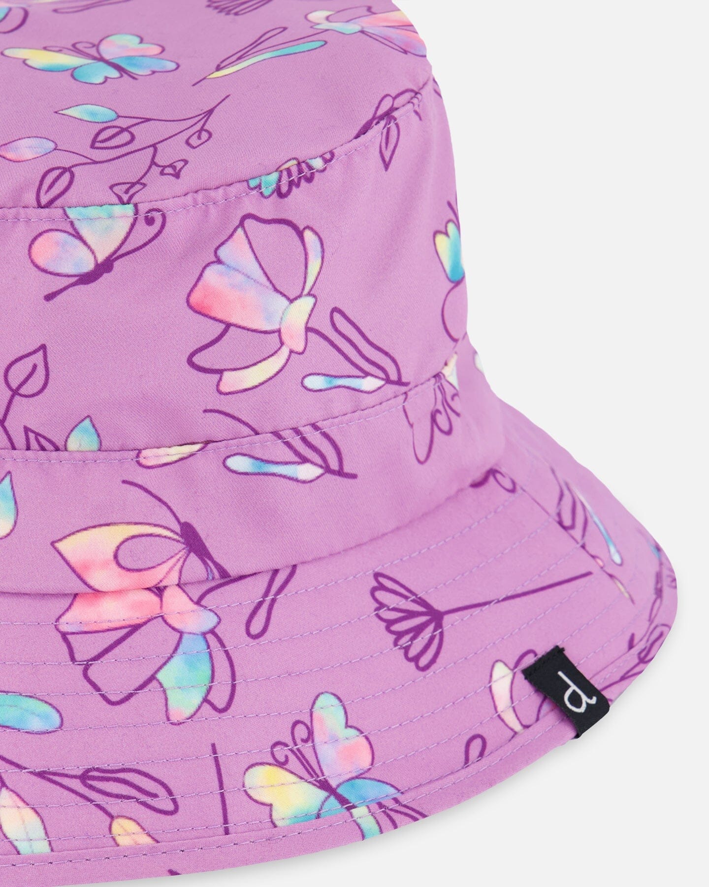 Printed Beach Sun Hat Old Mauve And Multicolored Butterflies-3