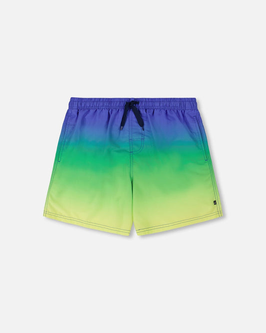 Men's Swim Trunks Blue, Green, And Lime Gradient-0