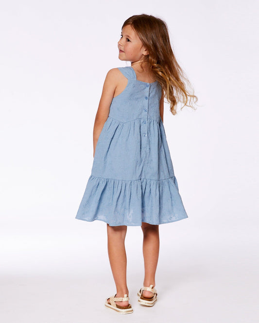 Multi-Tiered Eyelet Dress Gray Blue-1