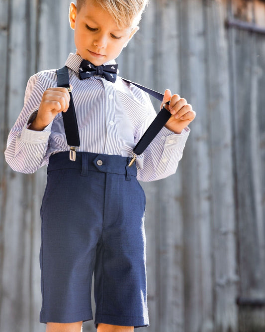 Slant Pocket Bermuda Shorts Navy Blue-1