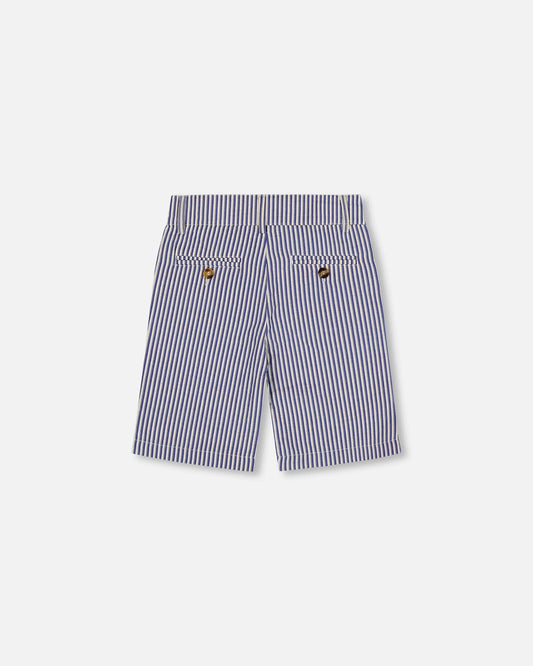 Slant Pocket Bermuda Shorts Royal Blue Striped-1