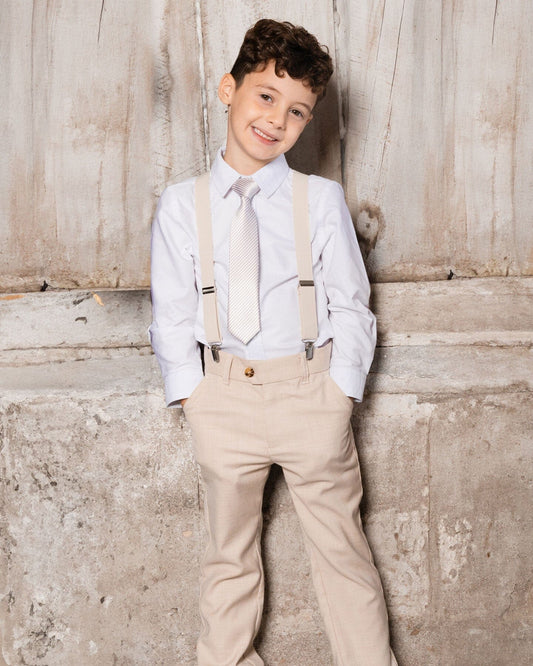 Neck Tie Light Taupe Striped-1