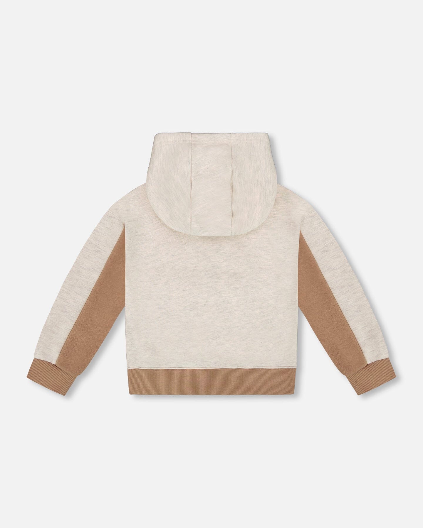 French Terry Color Block Pullover Hoodie Sweatshirt Beige And Off-White-2