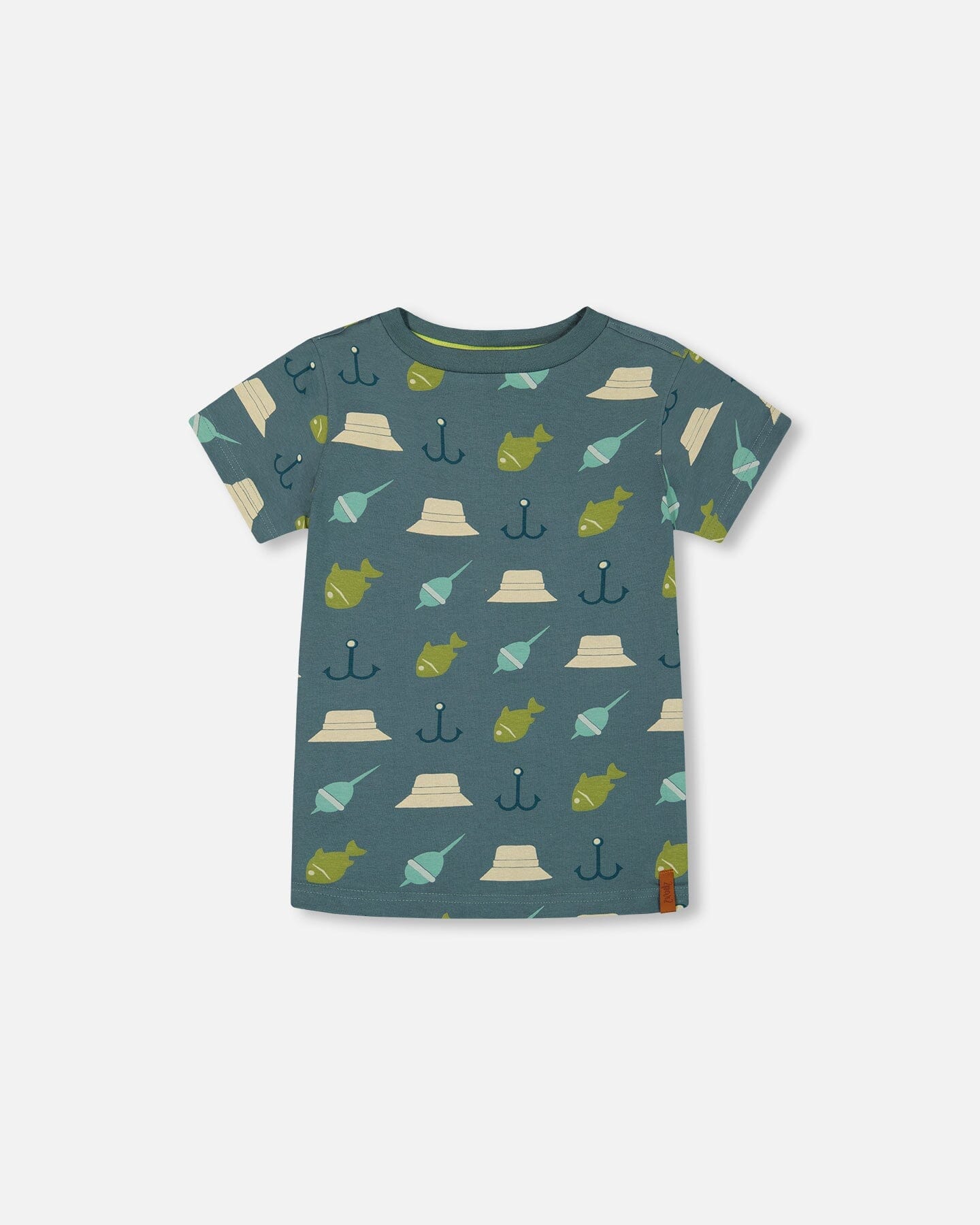 Printed Organic Cotton Tee Teal And Peach-0