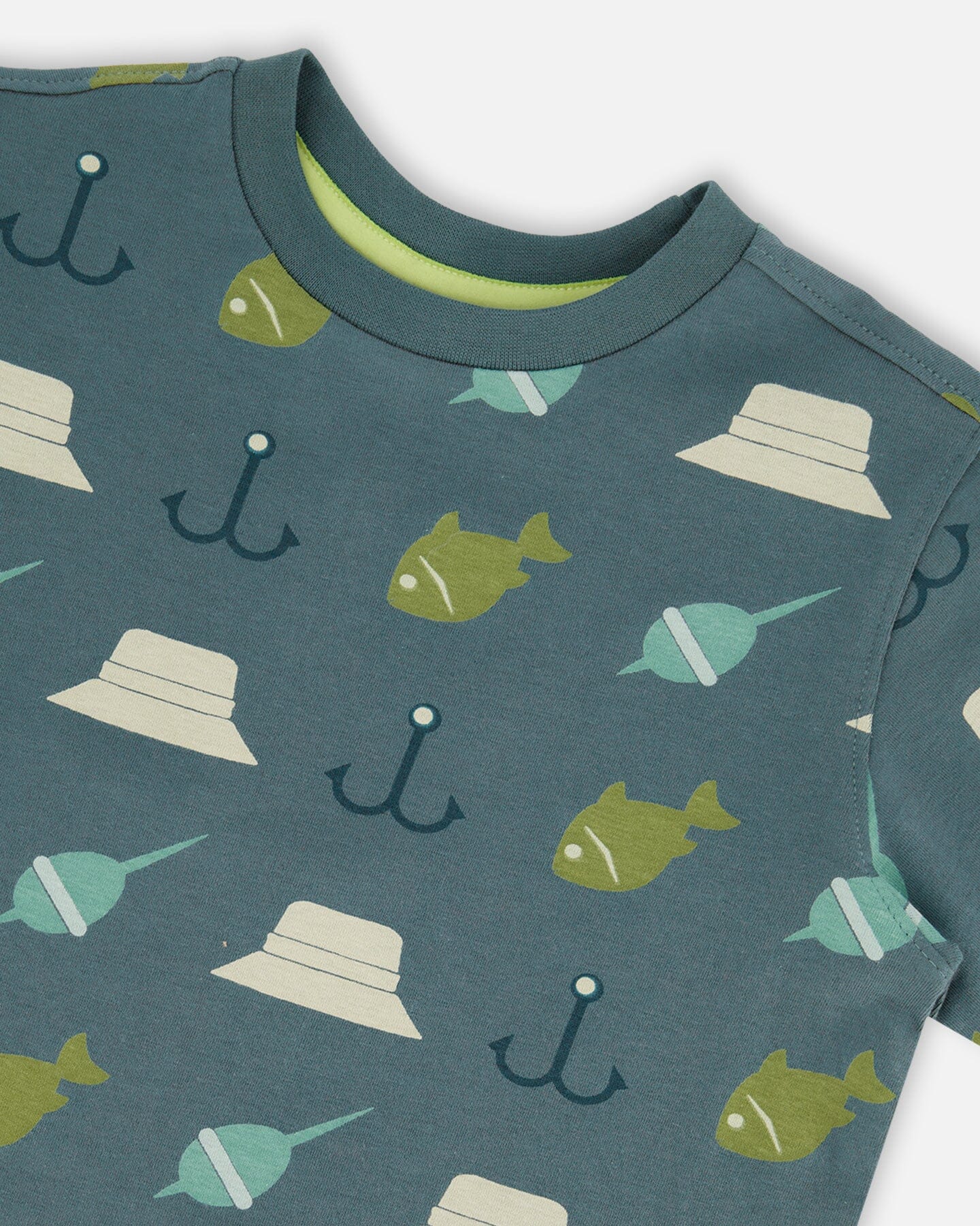 Printed Organic Cotton Tee Teal And Peach-4