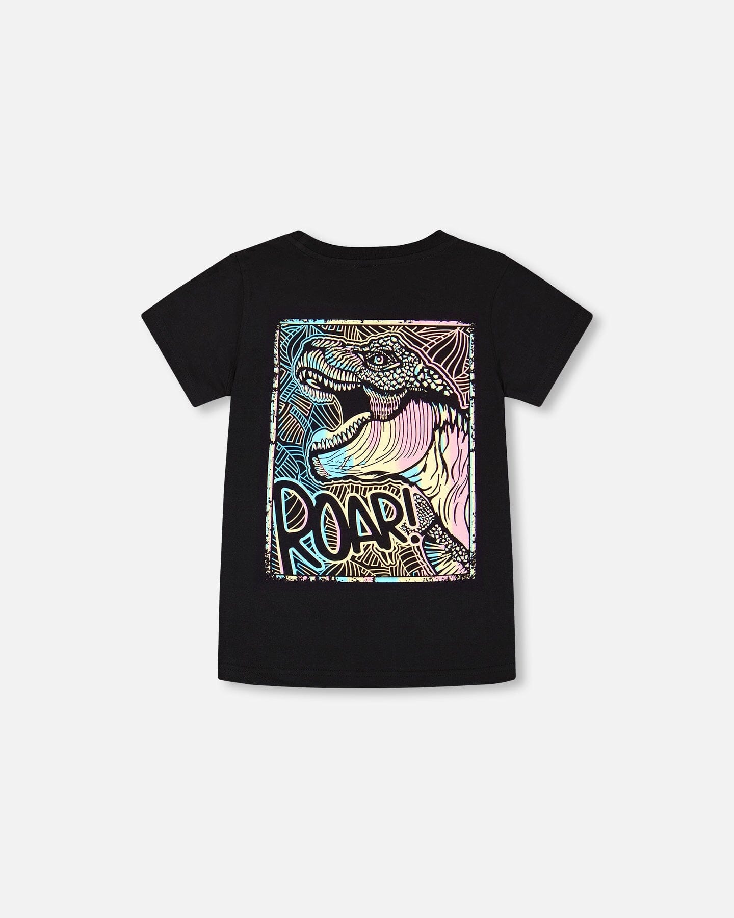 Organic Cotton Graphic Tee Black And Multicolored Dino-4